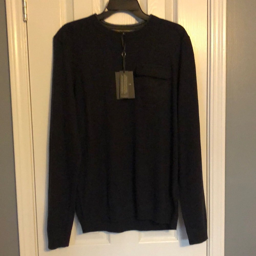 Ted Baker London Patch Pocket Crewneck in Navy - Picture 6 of 14